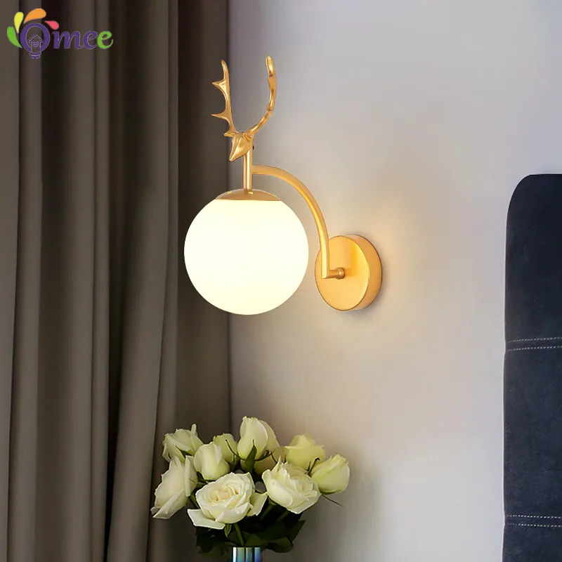 Modern Led Antlers Wall Lamp Bedside Lamp Bedroom Living Room Wall Glass Creative Corridor Hotel Glass Wall Light Black or Gold