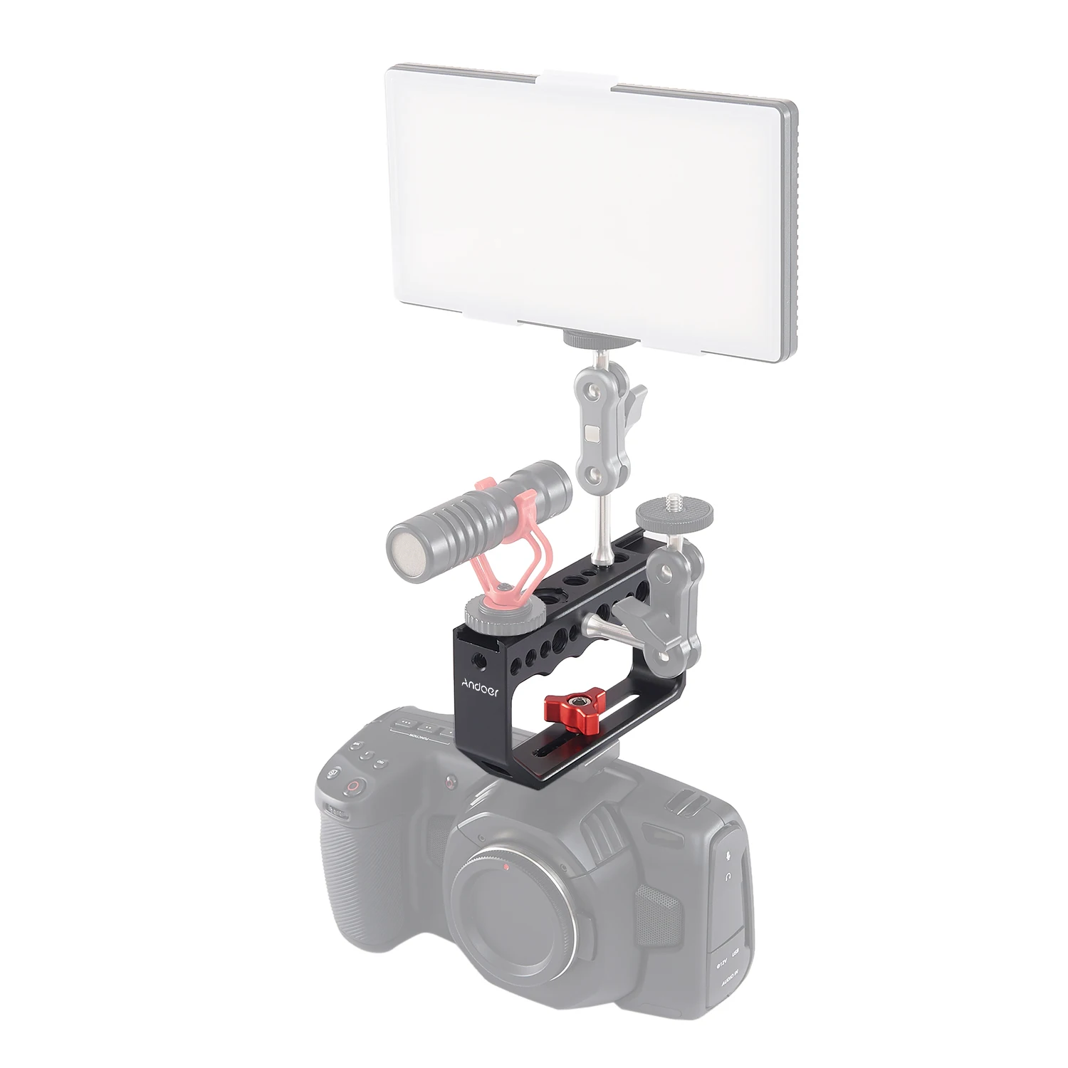 Andoer Camera Top Handle Grip Cheese Handle photography with Cold Shoe Mount 1/4 Inch 3/8 Inch Screw Holes Rig for Camera Cage