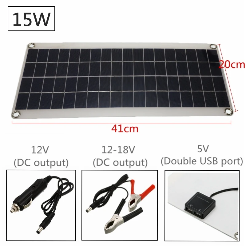 12 V/5 V 10/15/20/25 Вт Панели солнечные Dual USB Интерфейс поликристаллический кремний и кремния ячейки для Батарея зарядные устройства для мобильных телефонов от прикуривателя