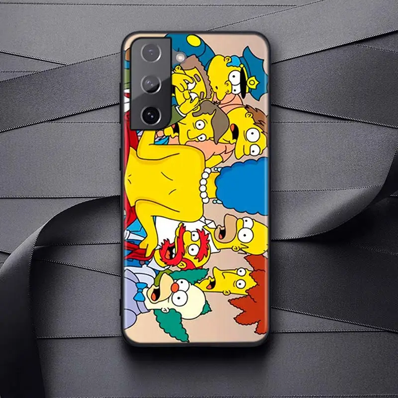 The Simpsons Soft Black Cover For Samsung Galaxy S22 S21 S20 FE Ultra S10 S10e Lite S9 Plus Pro Phone Case kawaii phone cases samsung