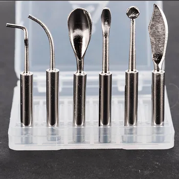 

6pcs/set Wax Tip Pot for Dental Lab Electronic Waxer Wax Carving Knife Pen Pencil Dental Tools Tongue Scraper Double Pen