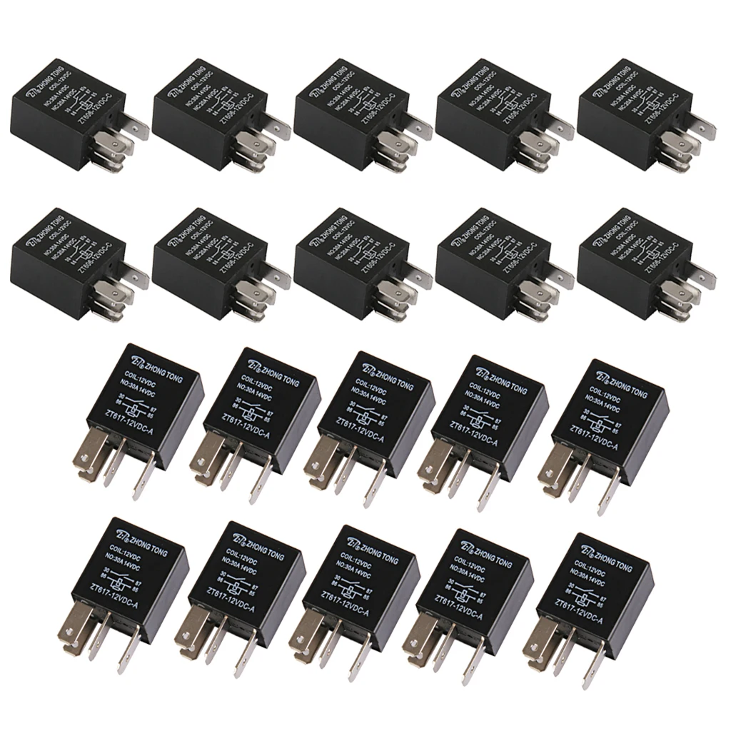 20Pcs General Purpose 20A/30A AMP SPDT Relay ZT606-12V-C-R & ZT617-12V-A-R, Preformance Automotive Replacement Parts