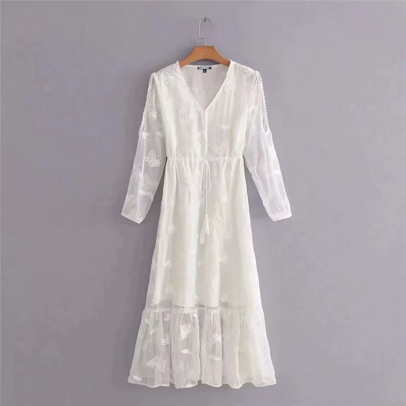 white chiffon midi dress