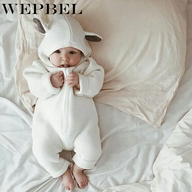 WEPBEL/зимняя одежда для маленьких мальчиков; комбинезон с объемными медвежьими ушками; теплые комбинезоны для новорожденных