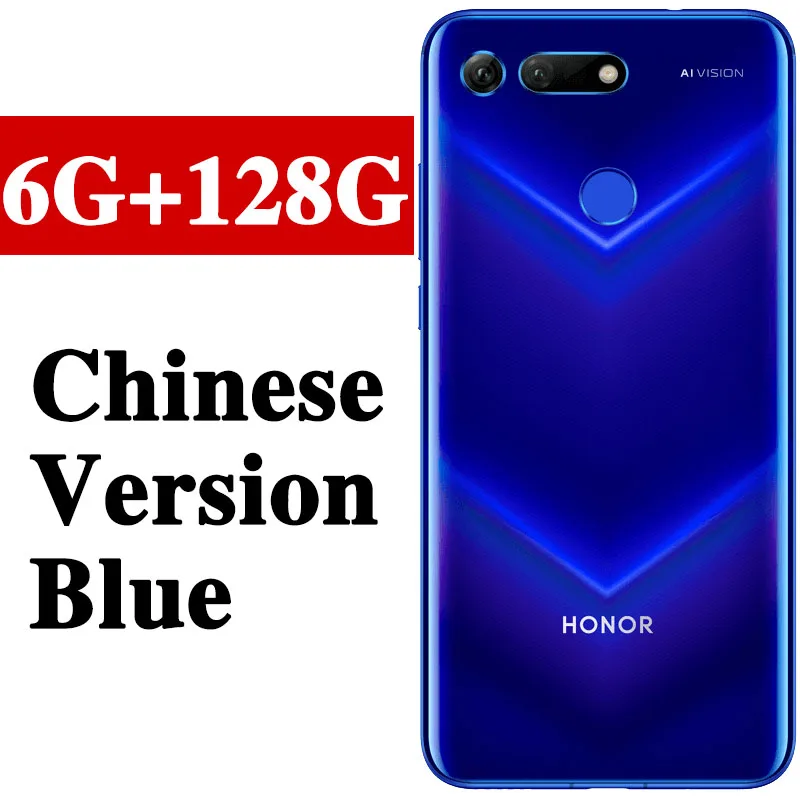 HONOR View 20, Honor V20, 6 ГБ, 128 ГБ, мобильный телефон, 6,4 дюймов, Kirin 980, четыре ядра, Android 9,0, NFC, 4000 мАч - Цвет: 6G 128G Blue