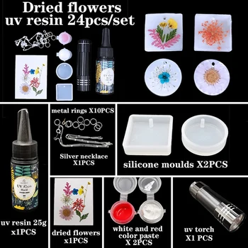 

Dried Flower Jewelry DIY Kit Handmade DIY Dried Flower Pendant Necklace Handmade Ornament Silicone Mold