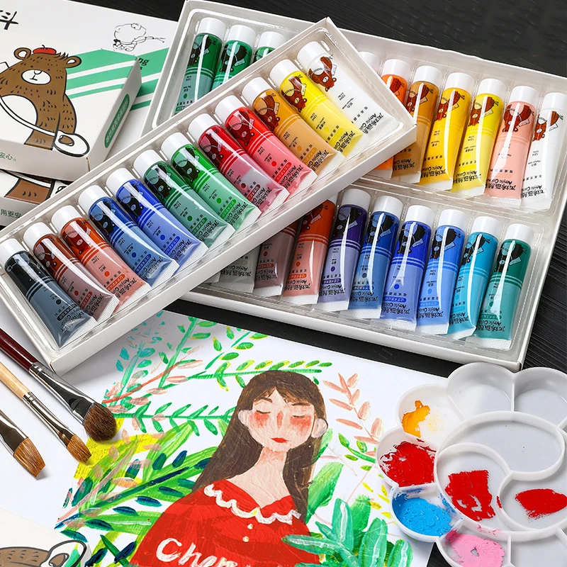 

Professional Acrylic Paints Set 12/18/24 /36 Colors 12ML Hand Painted Wall Drawing craft Painting Pigment Set Art Supplies