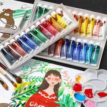 

Professional Acrylic Paints Set 12/18/24 /36 Colors 12ML Hand Painted Wall Drawing craft Painting Pigment Set Art Supplies