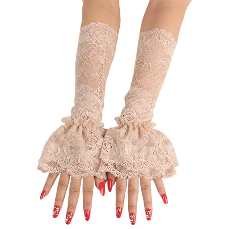 Gothic Retro Black Detachable Sleeve Fake Cuffs Multi Layer Lace Patchwork Princess Sweater Decorative Wristband Dropshipping