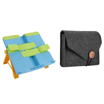 

1x Multifunctional Portable Folding Bookstand Adjustable Reading Stands Tablet Holders & 1 Pcs Key Coin Package Mini Felt Pouch