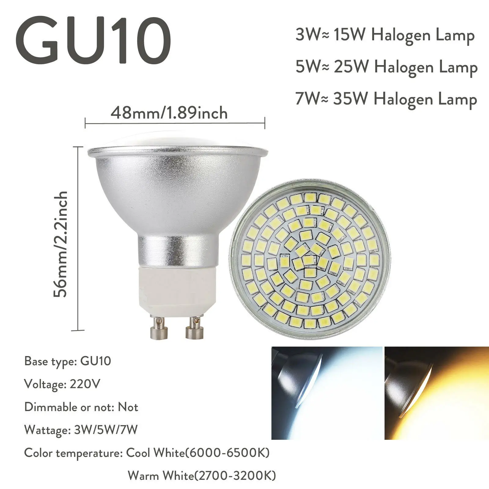 Lepro Ampoules LED GU10 Blanc Chaud 2700K, 3W équivalent 35W, 250 lm, 100°  Larges Faisceaux, Ampoules LED Spot, Lot de 5 : : Luminaires et  Éclairage