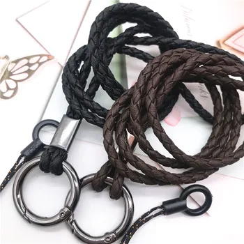 

Soft pu weave Neck strap Keychains Pendant Neckline Lanyard Mobile phone Strap Charms Keyring Buckle rope Anti-slip Cord Lanyard