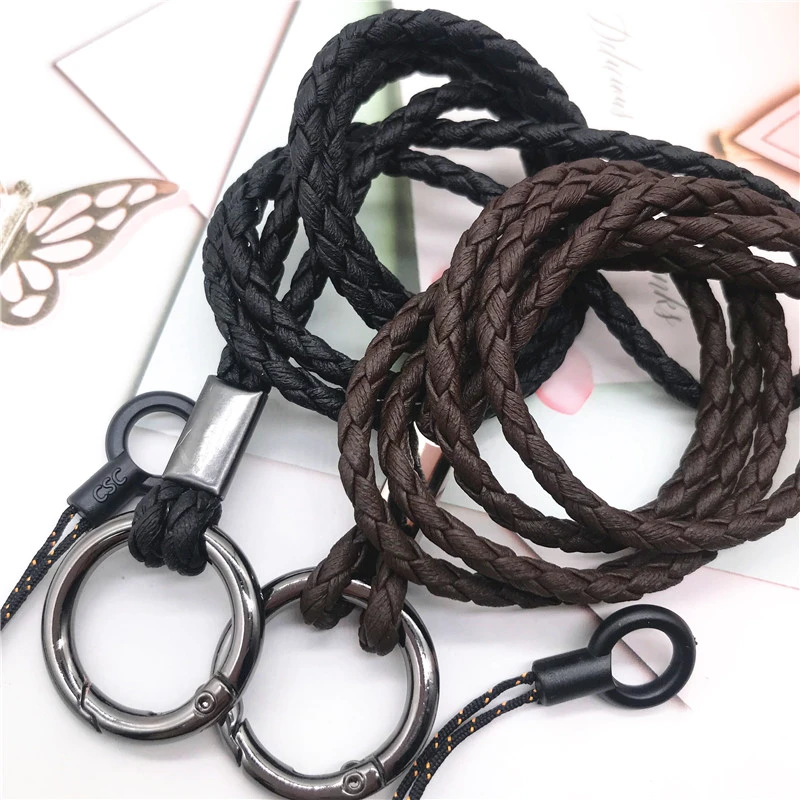 Soft pu weave Neck strap Keychains Pendant Neckline Lanyard Mobile