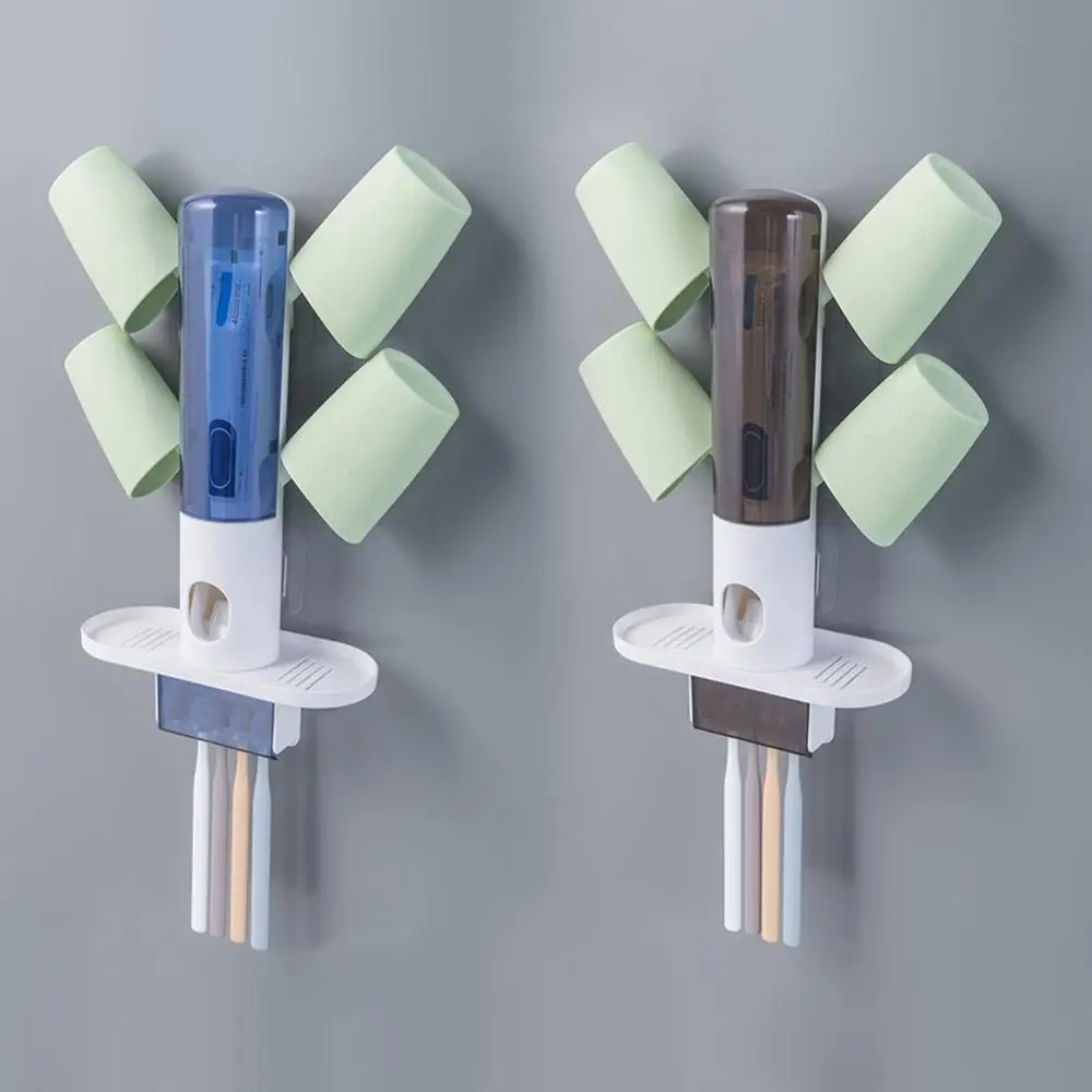 

Toothbrush Holder Storage rack All Dust Free Clean with an Automatic Toothpaste Dispenser with 4 wash cups