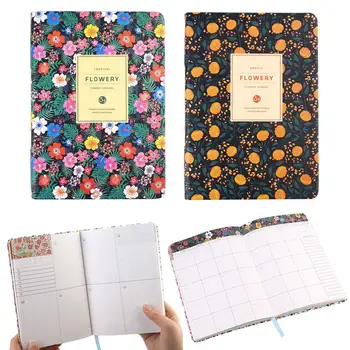 

PU Leather Cover A5 Blank Memo Journals Schedule Organiser Colourful Planner Flowers Design Writing Pad School Supplies Office