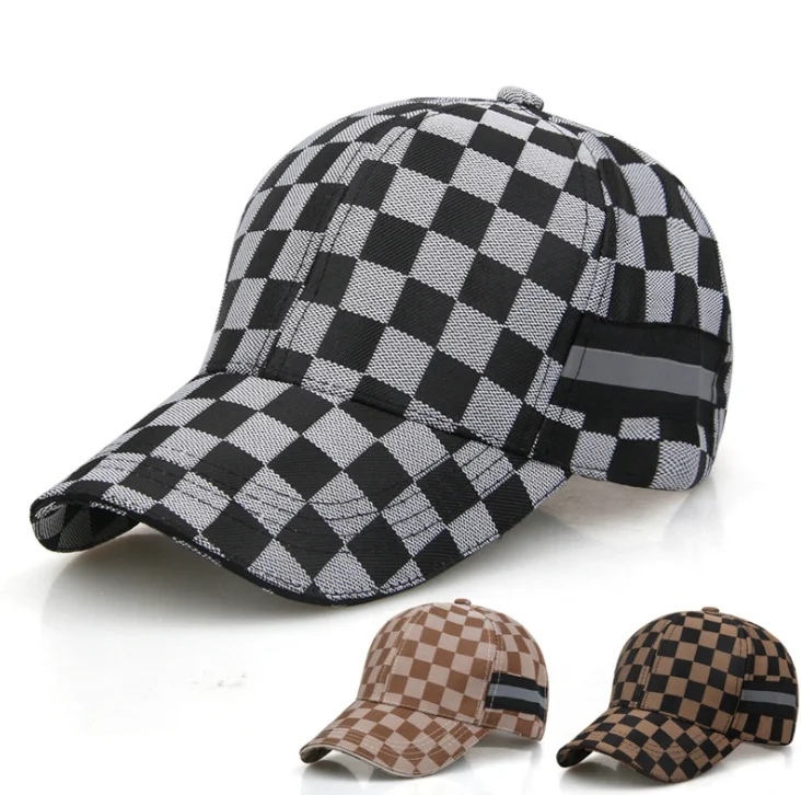 Topi musim semi dan musim panas versi Korea dari pria kotak-kotak baru topi baseball olahraga, Wanita kasual topi perlindungan n