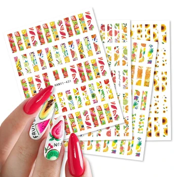 

3D Lemon Pineapple Nail Art Yellow Stickers Nail Decals Summer Adhesive Colorful Fruit Papaya