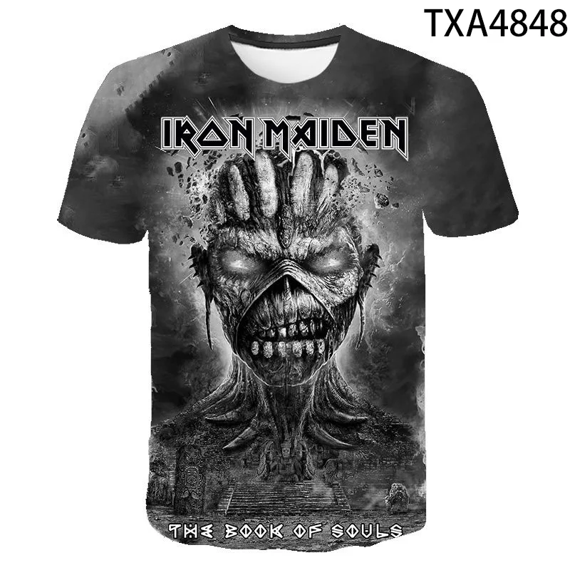 Camiseta de manga corta con estampado 3D de Maiden para niño y niña, ropa de calle a la moda, Hip-Hop, unisex