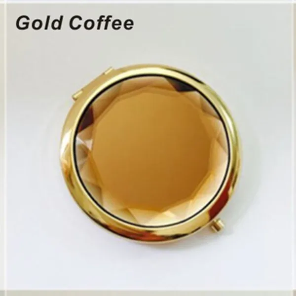 Gold Coffee 1 шт. роскошное зеркало для макияжа украшенное кристаллами портативное круглое складное компактное зеркало золотое серебряное карманное зеркало для индивидуального подарка - Цвет: Gold Coffee