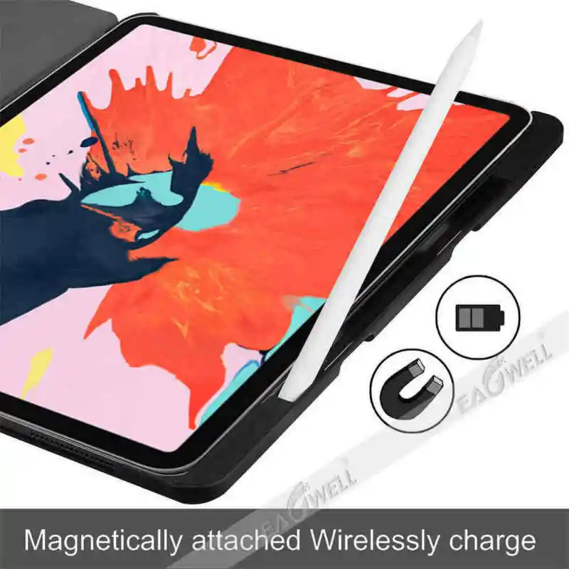 Умный чехол для iPad Pro 12,9 дюйма, противоударный трехскладной чехол-подставка из искусственной кожи, флип-чехол для планшета