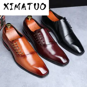 

Men's casual leather shoes Men Comfortable flat lace up fashion man shoe for spring plus size 39-48