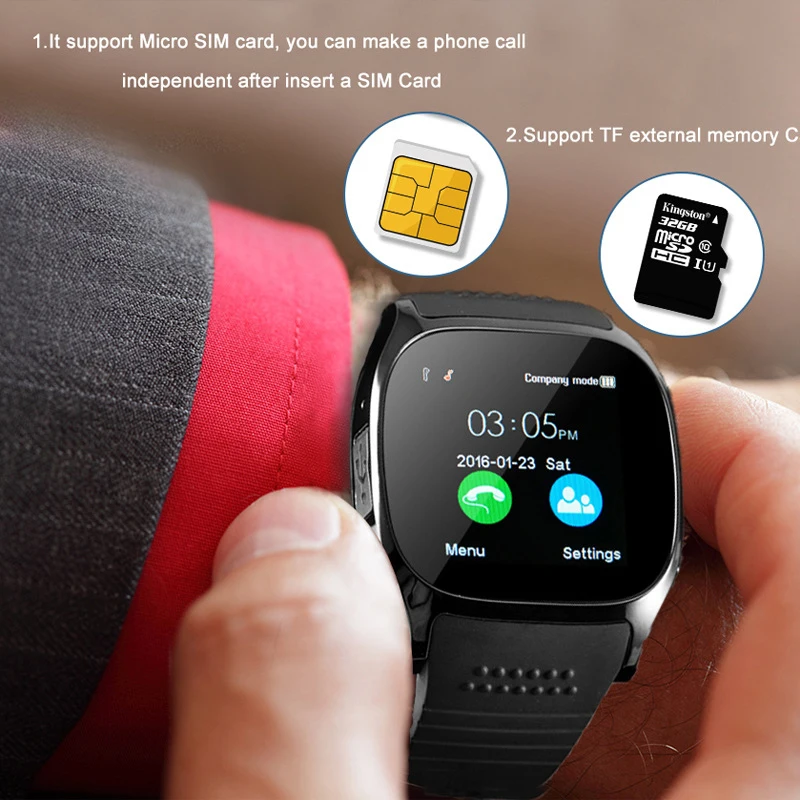 Смарт часы с сенсорным экраном шагомером Bluetooth музыкальной камерой sim картой
