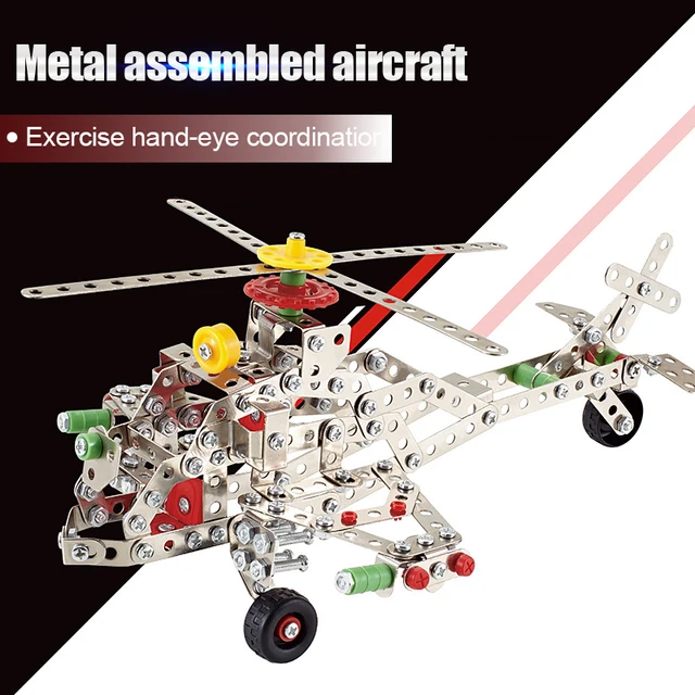 DIY Construction Metal Assembly Disassembly Carrier-based airplane Building Blocks Model Kit Educational Toys Kid Children Boys 2