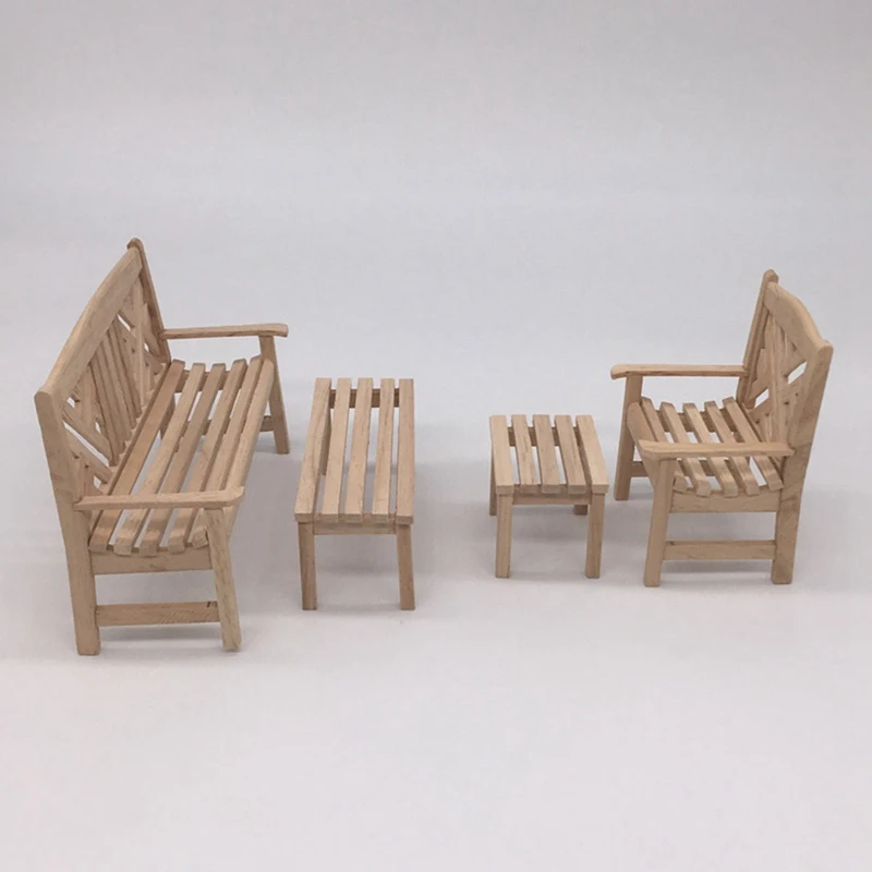 

Simulation Miniature Bench Park Chair Set For Doll House Micro Landscape Succulent Bonsai Accessories DIY Craft Mini Furniture