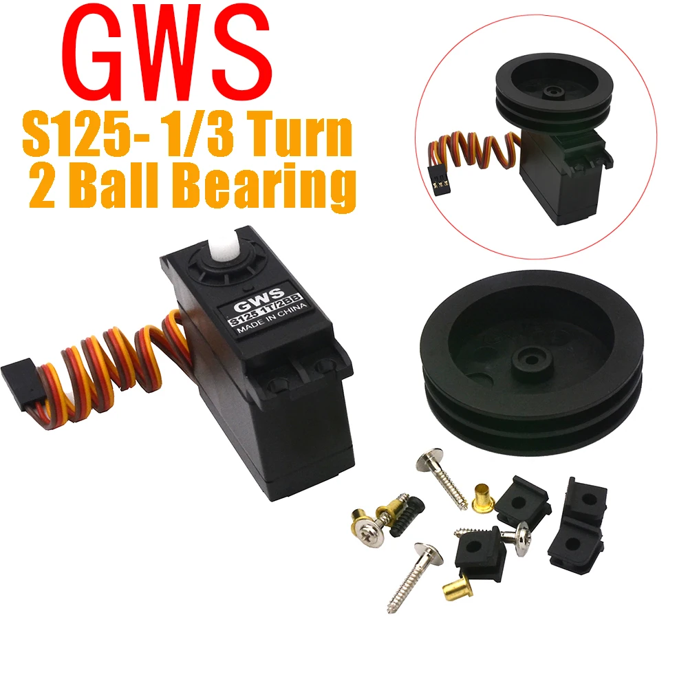 GWS S125 1 Turn or 3 Turn 2 Ball Bearings Sail Winch Servo Wider Rotation Range/ Rotates A Full Turn 360 for RC Boat