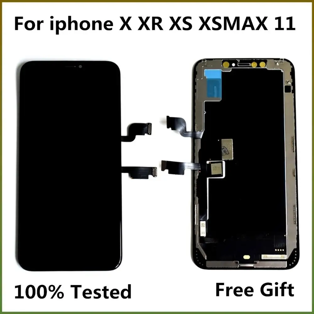 Протестированный ЖК-дисплей Pantalla для iPhone X lcd 10 XS экран ЖК-дисплей кодирующий преобразователь сенсорного экрана в сборе для iPhone XS Max XR 11 OLED