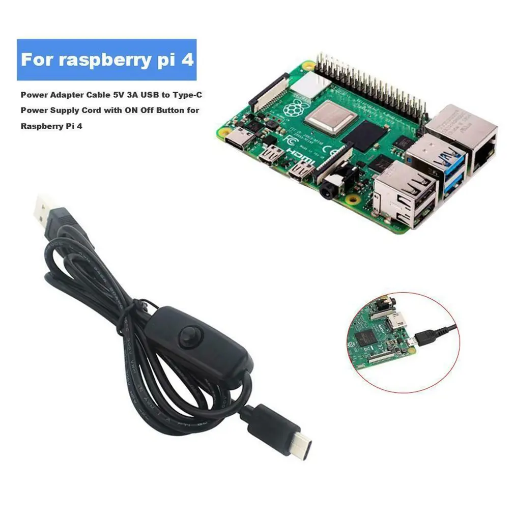 1,5 M 5V 3A type-C USB AC/DC адаптер настенного зарядного устройства Шнур питания для Raspberry Pi 4 Модель B Соединительный кабель питания