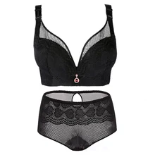 Сексуальный бюстгальтер, трусы, набор для женщин, плюс размер, бесшовное нижнее белье, набор трусиков, пуш-ап бюстгальтер, бюстгальтер без косточек, большая чашка, бюстгальтер, нижнее белье D E# F