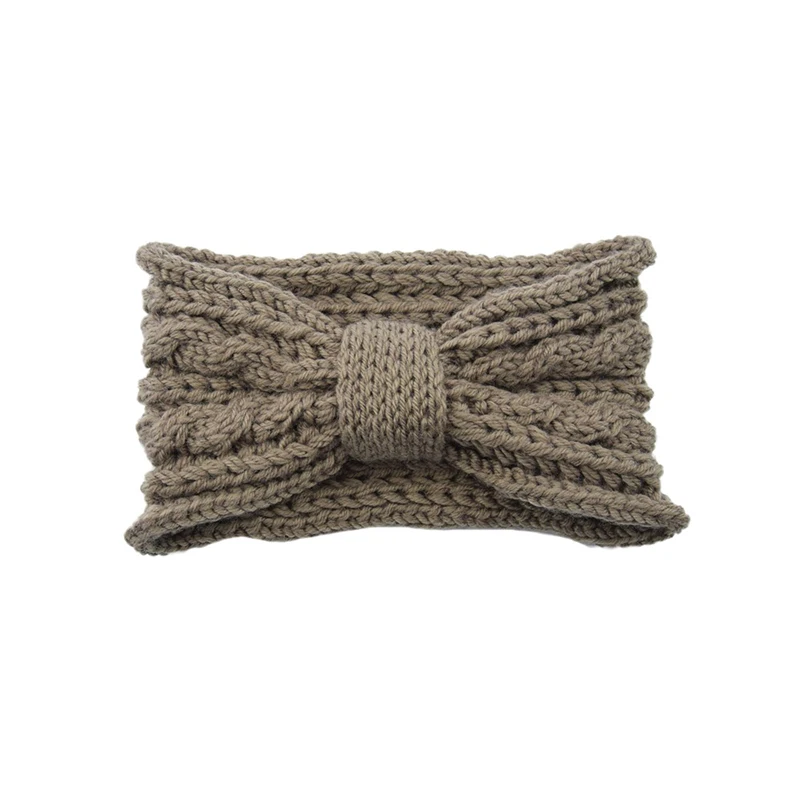khaki Xugar, женские вязаные зимние повязки для макияжа с узлом, шерстяные Широкие Ретро повязки на голову для девушек, мягкие ободки, женские аксессуары для волос - Цвет: khaki