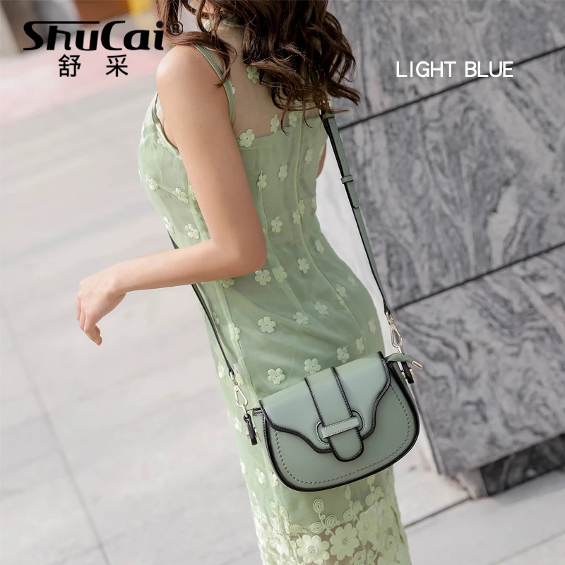 LIGHT BLUE SHUCAI мини сумки через плечо кожаные для женщин сумка на плечо модная сумка почтальон женские сумки для путешествий маленькая сумка - Цвет: LIGHT BLUE