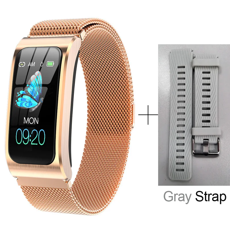 GOLD STEEL GRAY Умный браслет для мужчин и женщин пульсометр спортивный браслет кровяное давление фитнес-трекер водонепроницаемый цветной активности Android наручные часы IOS - Цвет: GOLD STEEL GRAY