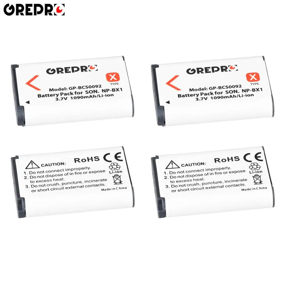 4 battery GREPRO NP-BX1 NP BX1 Камера Батарея для SONY DSC RX1 RX100 RX100iii M3 M2 RX1R WX300 HX50 HX60 HX300 HX400 GWP88 PJ240E AS15 - Цвет: 4 battery
