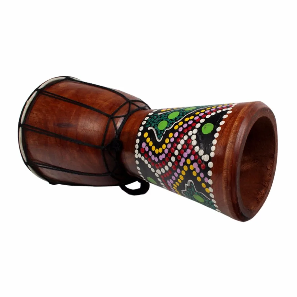 4/6 Inch African Djembe Percussion Hand Drum Mahogany Wooden Jambe Doumbek Drummer with Pattern Pure Goat Skin Surface