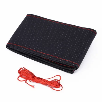 

Sleeve Steering Wheel Cover Comfortable Padding Durable Red Thread Car
