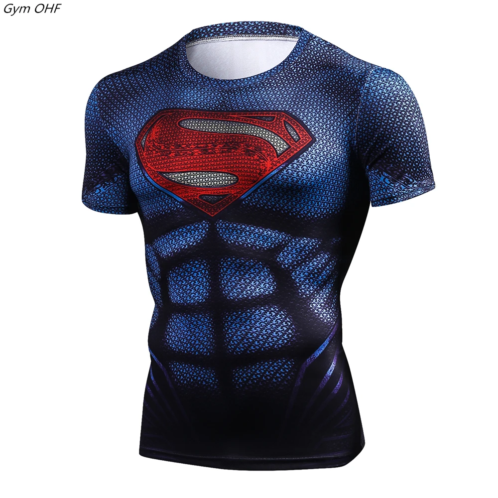 

Men's Gym T Shirt Printing Short Sleeve Boys Compression Tight Running Shirt MMA Fitness Men Cool Quick Dry Training Tops Tee