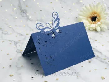 

50pcs Butterfly Wedding Table Mark Wine Glass Name Place Card Theme Event Banquet Invite Guest Favor Restaurant Decor Card