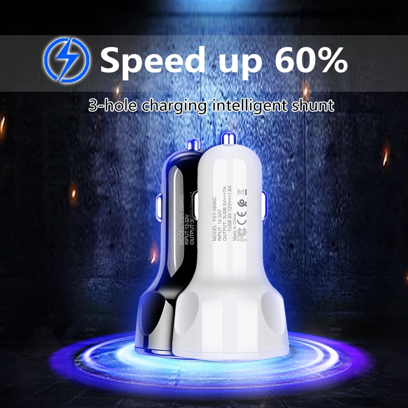 3 USB быстрая зарядка QC 3,0 USB Автомобильное зарядное устройство для iPhone X samsung S10 Xiaomi автомобильное зарядное устройство Быстрая QC 3,0 QC 4,0 зарядное устройство для мобильного телефона U
