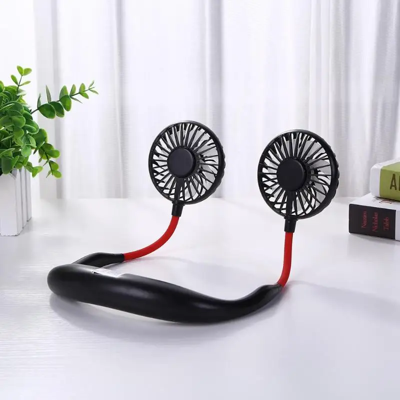 

7 Blades Mini USB Portable Fan Neck Fan Neckband Rechargeable Wearable Lazy Small Fan Usb Mini Hanging Neck Cooling for Sports