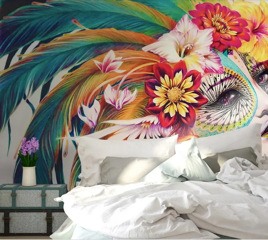 beibehang Custom wallpaper 3d mural European style hand-painted colorful beauty background wall home decoration papel de parede