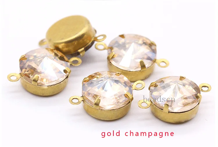 gold champagne Все размеры Цвета круглые Rivoli с хрустальными камнями, с двойной Daggle бусины кулоны с резиновыми полосками продается ювелирных Золотое литье для украшения обуви ювелирные изделия аксессуары - Цвет: gold champagne