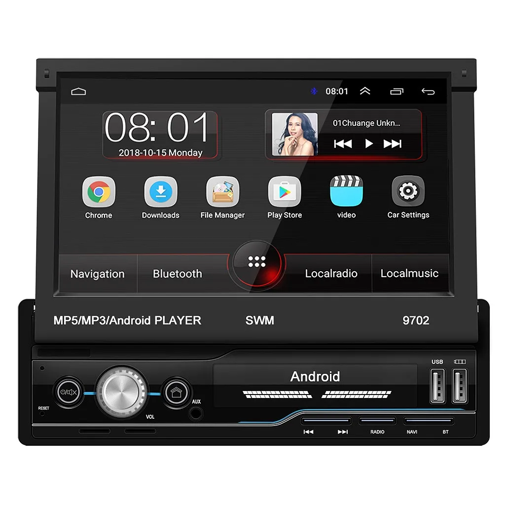 7 дюймов автоматически телескопические автомобилей MP5 плеер Quad-core Android 6,0 Системы gps навигации WI-FI радио зарядное устройство для автомобиля с электронным