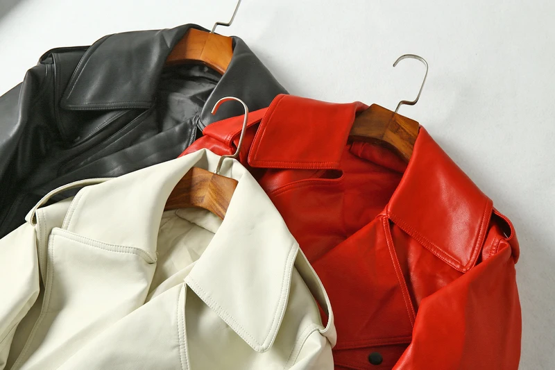 Стильная куртка из искусственной кожи, Женское пальто размера плюс, мото, большой карман, женская искусственная белая Байкерская Осенняя зимняя верхняя одежда в Корейском стиле