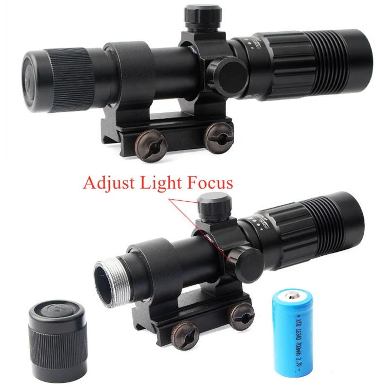 Tactical Zoomable Flashlight Torch with Green Light Adjustable Focus