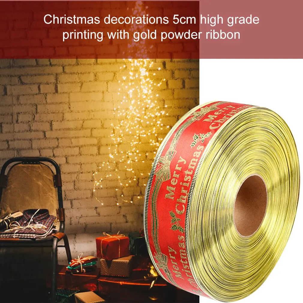 Christmas Decorations Items 5Cm High-Grade Printed Ribbon Diy Creative Fashionable Hand-Woven Ribbon
