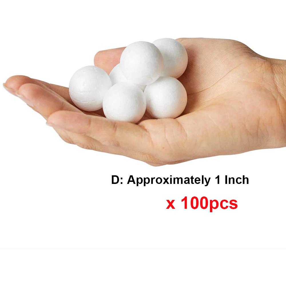 10 tamaños de bolas de espuma lisa de poliestireno para manualidades, color  blanco, redondas y lisas