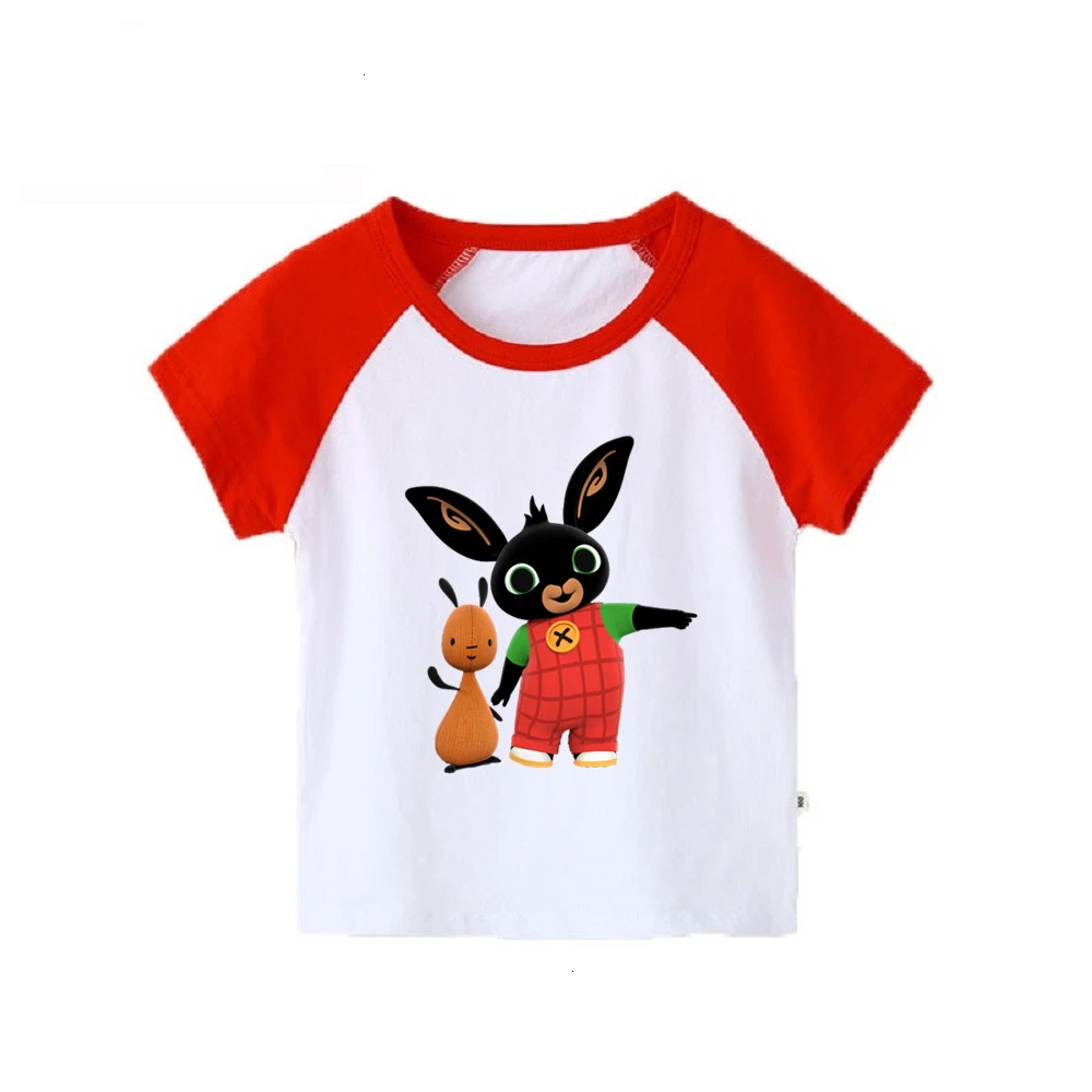 Bing Rabbit/От 2 до 12 лет футболка с короткими рукавами для мальчиков и девочек детские топы с круглым вырезом, Детская футболка с рисунком одежда для малышей - Цвет: as picture